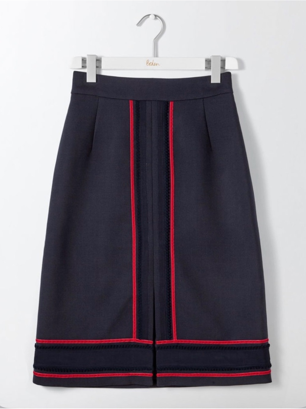 Boden Navy Skirt with Red Trim